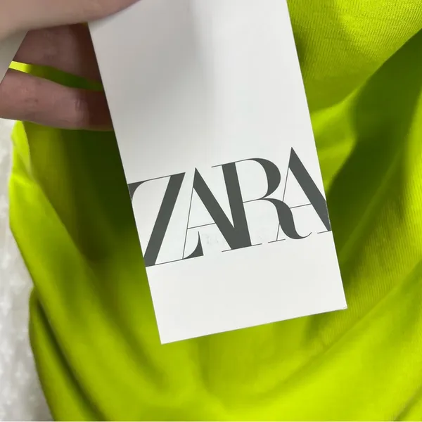 Zara NWT Lime Green Asymmetric Bodycon Midi‎ Dress - Image 6