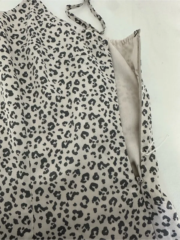 Abercrombie & Fitch White Leopard Print Slip Midi Dress - Image 8