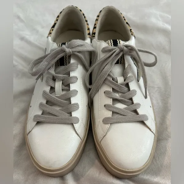 Shu Shop Womens Reba gold crinkle Pre Distressed Platform Sneakers size 9 - Image 2