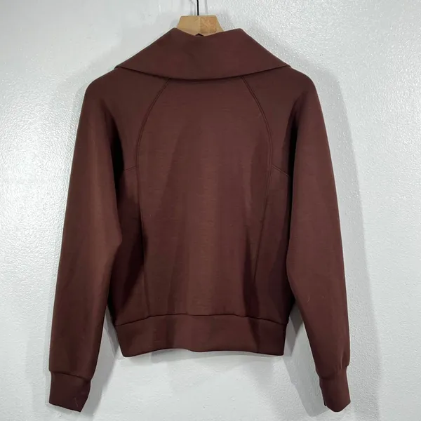 NWT Spanx AirEssentials Half Zip Sweatshirt Espresso Brown Pullover Size Small - Image 3