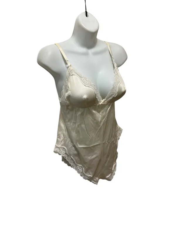 Ashley Taylor 80’s Ivory Teddy Sz M Lace Trim Size Wedding Honeymoon - Image 2