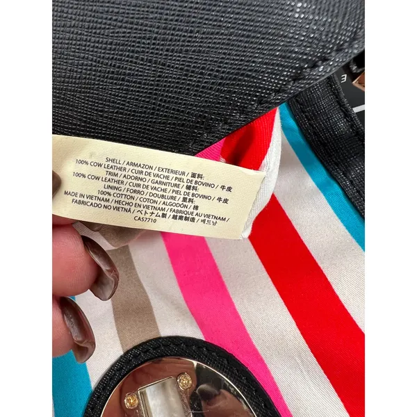 Kate Spade Black Crossbody Bag –‎ 100% Leather, Striped Lining - Image 9