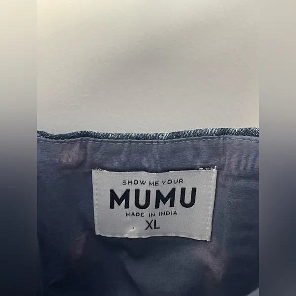 Show Me Your Mumu Tiffany Skort Mini Dress size XL denim cream voile nwot - Image 9