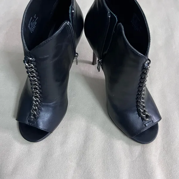 🖤✨ COACH New York Black Leather Chain Peep Toe Booties Heels 8B ✨🖤 - Image 13