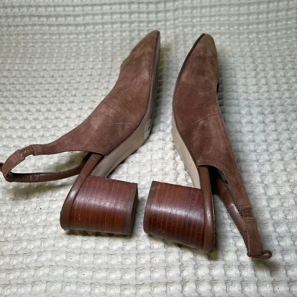 Saks Fifth Avenue Women Brown Pointed Toe Slingback Block Heel‎ Shoes Size 6 - Image 6