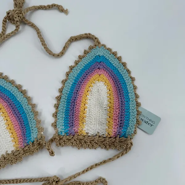 PILYQ PQ SWIM Bikini Top Size Small NWT Romance Crochet Triangle Halter Rainbow - Image 17