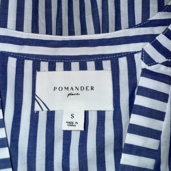 Pomander Place Dress Women S Blue White Good Striped Tiered Cotton Mini Y20971T - Image 6