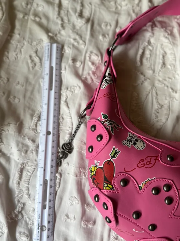 Ed Hardy Pink Floral & Skull Shoulder Bag - Image 14