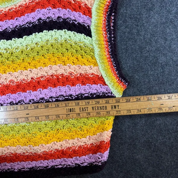 Free People Striped Sweater Vest V-Neck Multicolored Knit Boho L Hippie Festival - Image 6