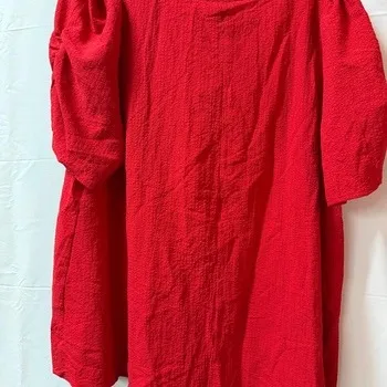Emery Rose 3XL Red Textured Puff Sleeve Blouse - Image 2