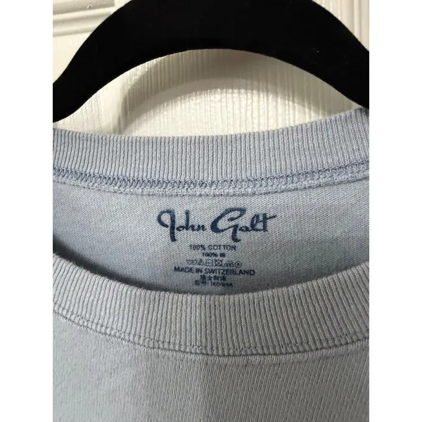 John Galt Malibu California Long Sleeve Graphic Cropped Tee Light Blue Cotton OS - Image 4