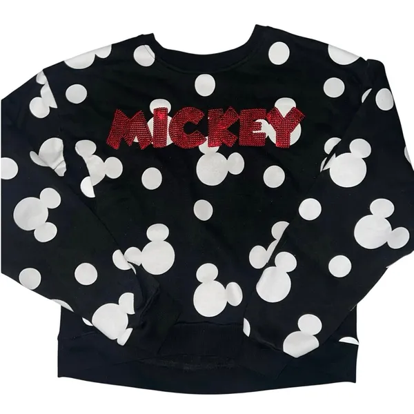 Disney Sequin Embellished Mickey Mouse Print Sweatshirt junior women’s large - Image 4