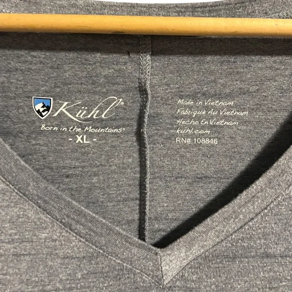 KÜHL Gray V Neck Short Sleeve Performance Tee Shirt XL - Image 5