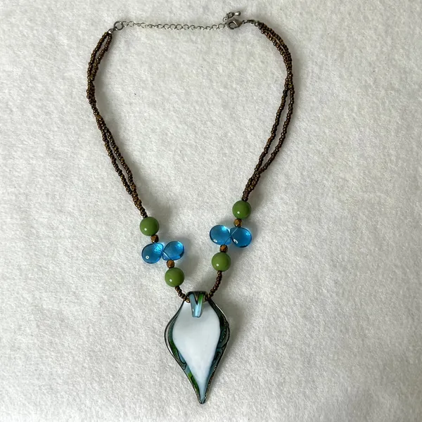 Macy's Beaded Glass Pendant Statement Necklace - Image 3