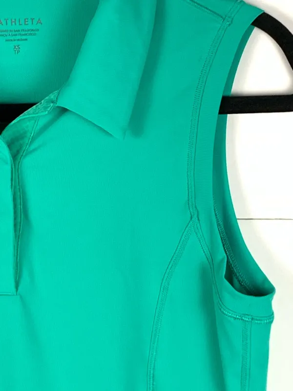 Athleta Advantage Polo Tank Top XS Teal Green Sleeveless Golf Tennis Performance - Image 6