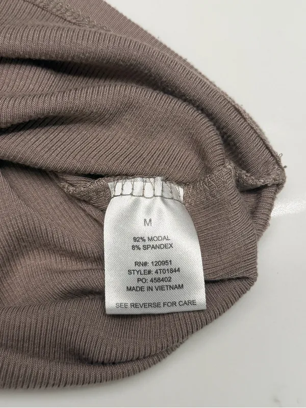Pink Rose‎ Ribbed Short Sleeve Crop Top — Taupe - Image 4