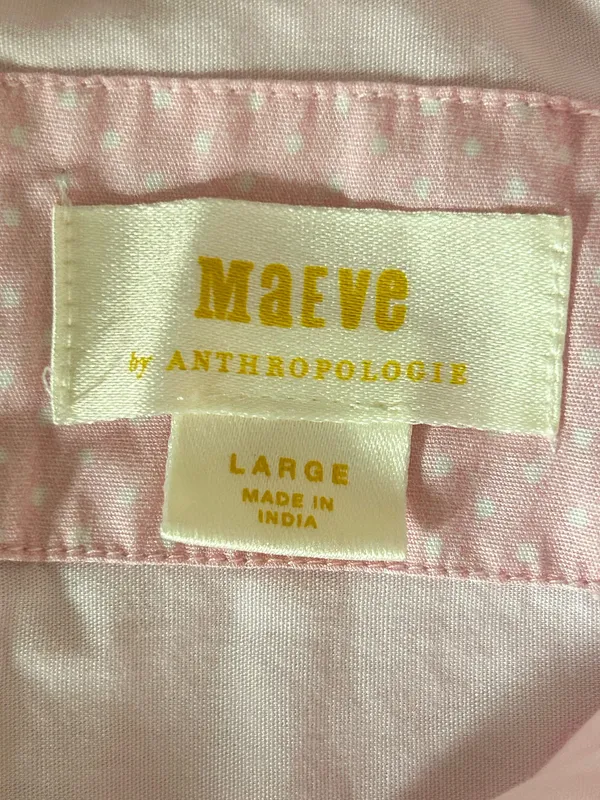 Anthropologie Maeve The Bennet Buttondown Shirt Top Pink Long Sleeve Large - Image 4