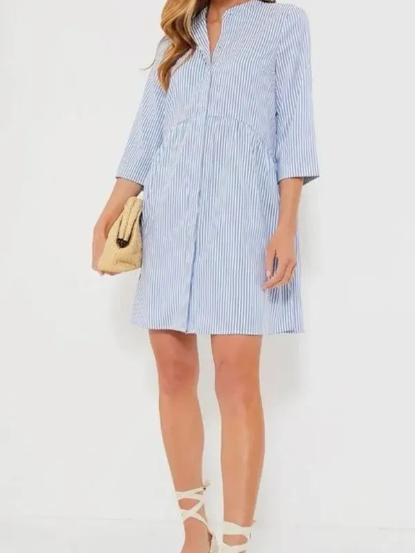 Tuckernuck Royal Dress 3/4 Sleeves Tiered Button Down Shirt Dress Size Medium - Image 2