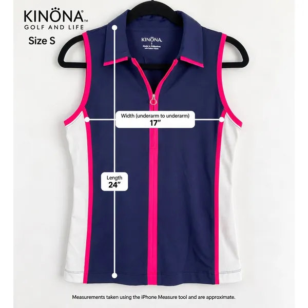 KINONA Golf Top Women S Navy Pink White Sleeveless 1/4 Zip Colorblock NWT - Image 10