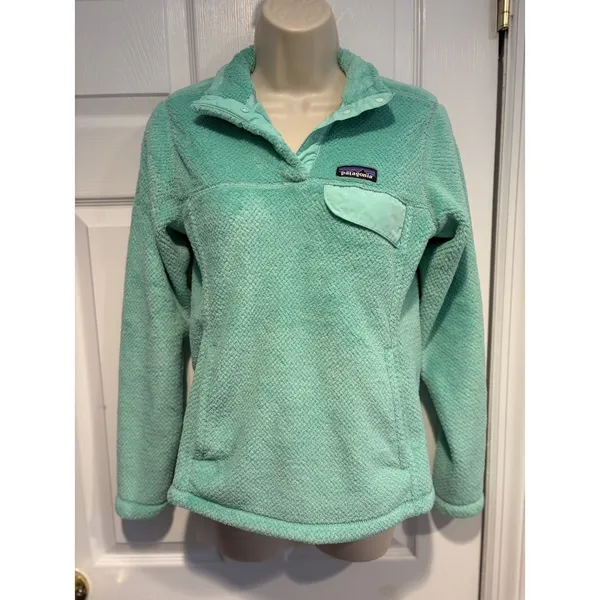 Patagonia Womens‎ Aqua Turquoise Snap T Synchilla Fleece Pullover Jacket 25443 S - Image 2