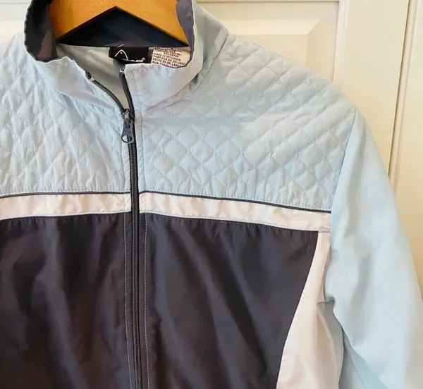 Vintage Head Tennis Quilted Retro Warm Up Track Jacket Blue White S Athletic - Image 3