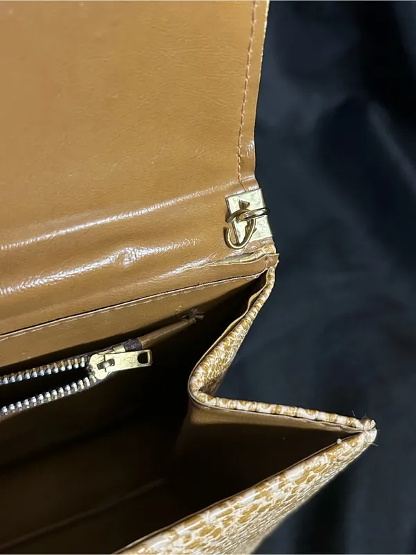 Gold Snakeskin Embossed Women’s Clutch Bag - Image 11