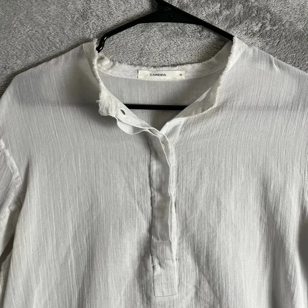 Lareida White Sheer Gauze Cotton Blouse‎ Coastal Minimal Boho Layering 38 US 4 - Image 5