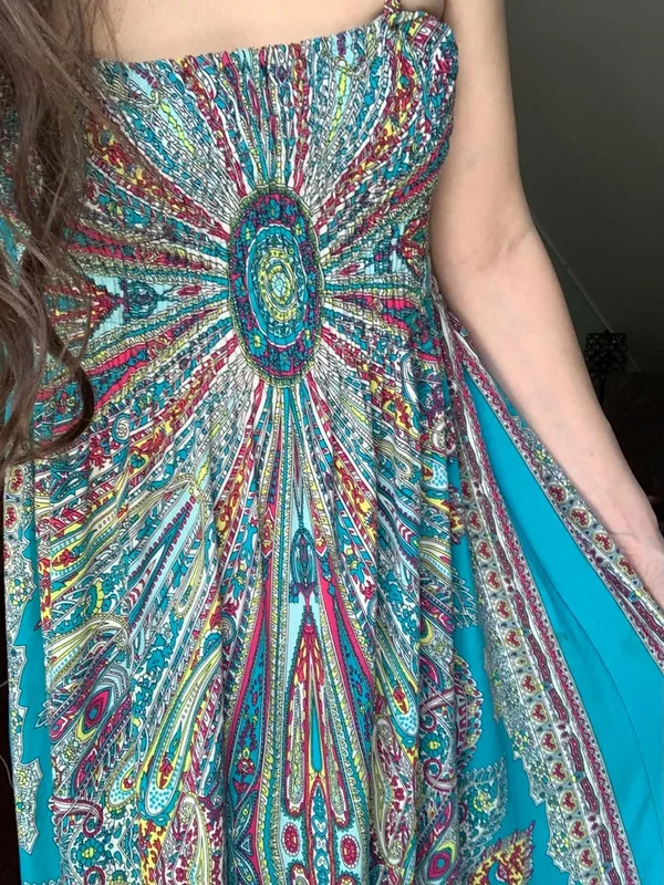 India Boutique Teal Multicolor Paisley Maxi Dress - Image 4