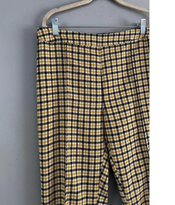 NWT ModCloth About to Bloom Plaid Pants Yellow Black Check Sz 10 - Image 3