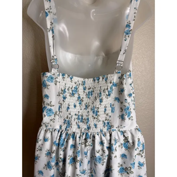 Scarlet Darkness Womens L White Blue Floral Milkmaid Dress Fairy Cottagecore‎ - Image 4