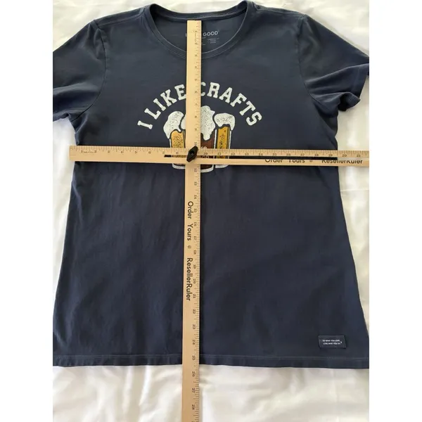 Life is Good Beer T shirt Womens L Gray I Like Crafts Crusher Tee Short Sleeve - Image 7