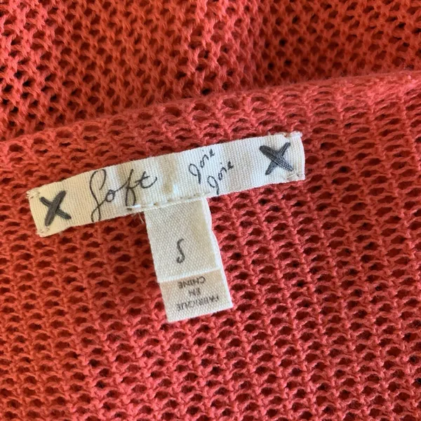 Soft Joie Crochet Top Small Coral Long Sleeve Sheer Boho Festival - Image 5