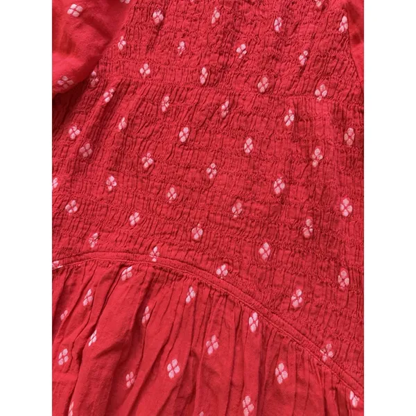 J.Crew Meadow Dress Small Red Smocked‎ Floral Midi Sundress Cottagecore Prairie - Image 5