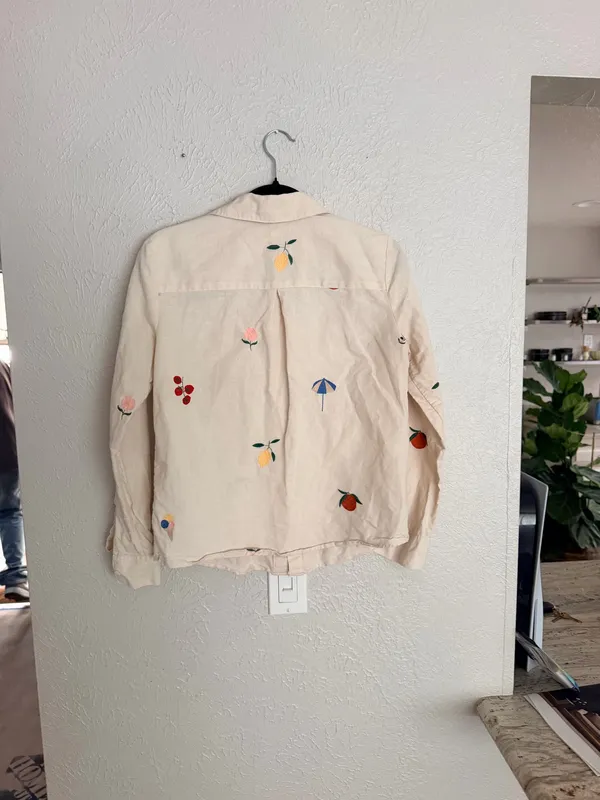 Sézane x Pangea Tomboy Shirt Fruit Floral Embroidered Ecru Linen Button down - Image 14