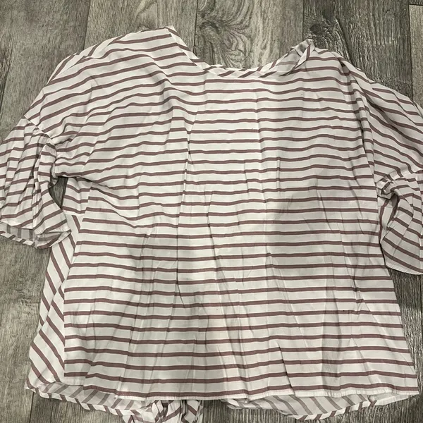Express XL Womens Striped Blouse Ties in Back Round Neck‎ 3/4 Sleeves - Image 2