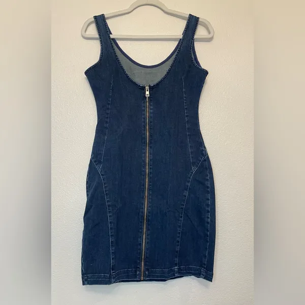 Guess Sofia Dark‎ Blue Denim Mini Dress Size M - Image 4