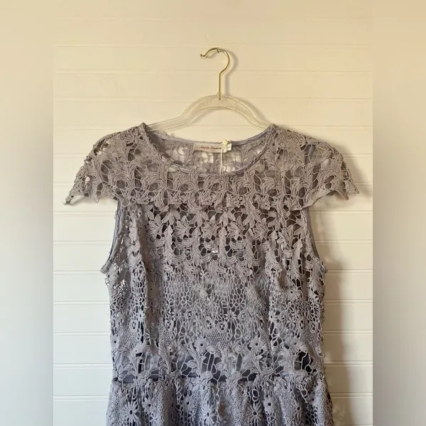 Simply Couture Lavender Violet Scallop Floral Lace Dress - Image 4