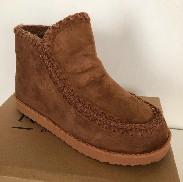 Pacific&Co PORTLAND BOOT COMPANY Size 10 Chestnut Womens Shearling Booties Faux Suede New - Image 3