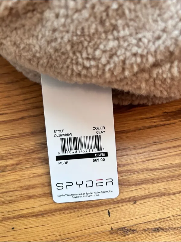Spyder Tan Faux-Sherpa Trapper Hat with Chin Strap - Image 4