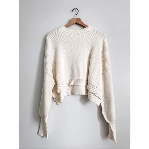 Free People Ivory Easy Street Ribbed Sweater S - Image 2