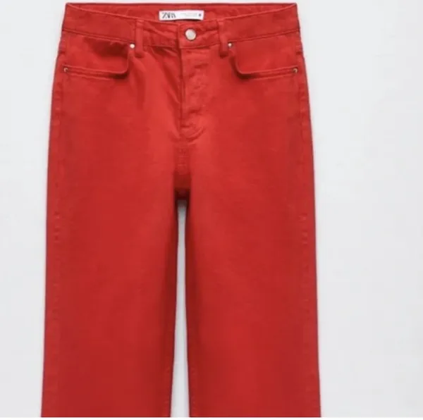 Zara Red Mid Rise Straight Denim Jeans - Image 2