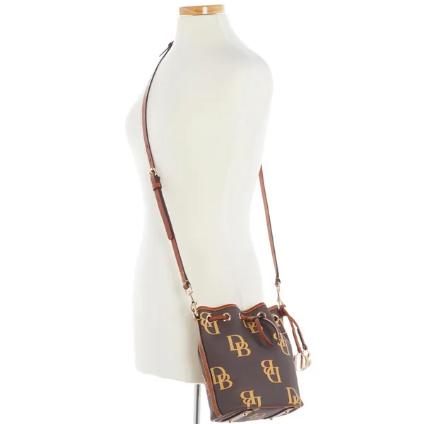 Dooney & Bourke NEW WITH TAG Brown Monogram Small Drawstring Crossbody Bag $218 - Image 2