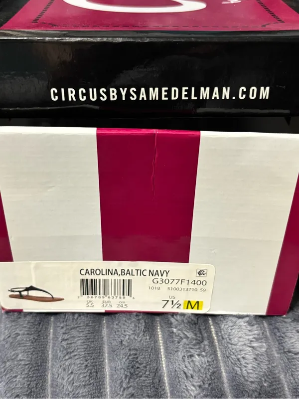 Circus by Sam Edelman Navy Suede T-Strap Sandals with Tan Footbed - Image 3