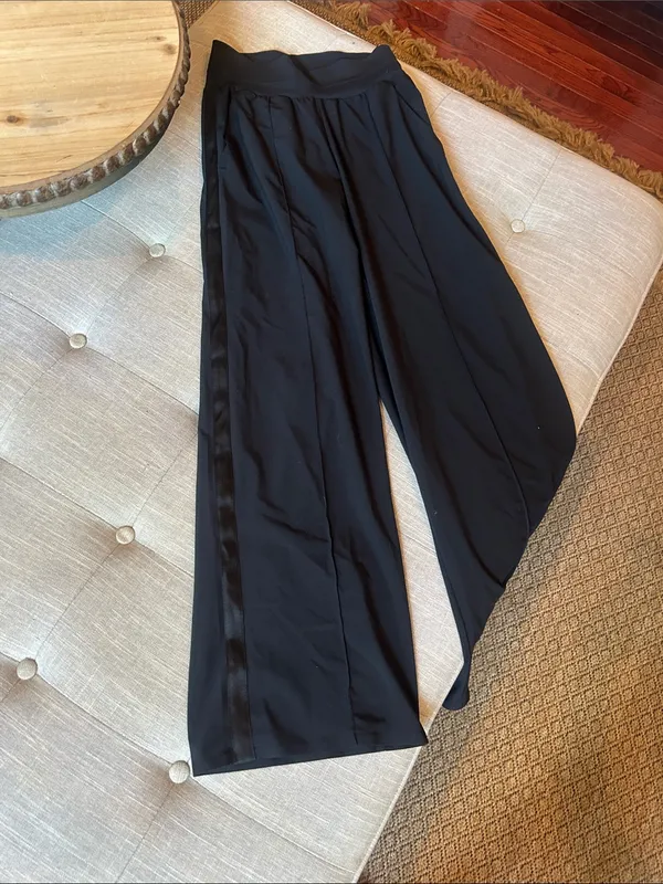 Athleta Black Nolita Wide Leg Satin Trim Size 0P - Image 4