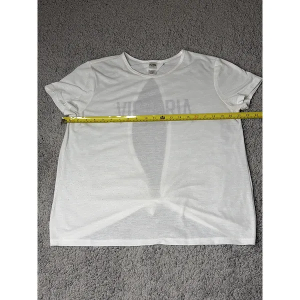 Victoria Sport Womens Large White Short Sleeve Logo Crew Neck Athletic T-Shirt - Image 4