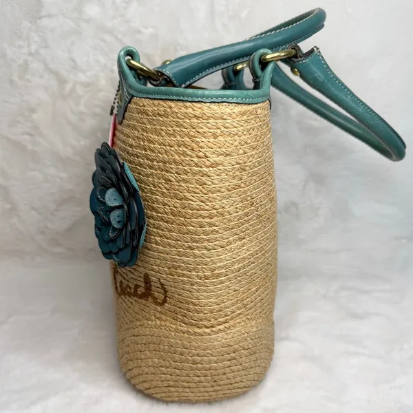 y2k Coach Straw Tote Shoulder Bag - Image 3