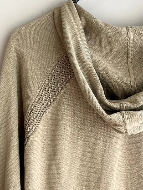 Athleta Evergreen Hoodie Sweater Pullover Olive Green Knit XS - Image 7