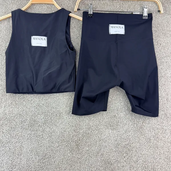 Manola Activewear Set Size S Black Crop Top High Rise Biker Shorts NWT Workout - Image 3
