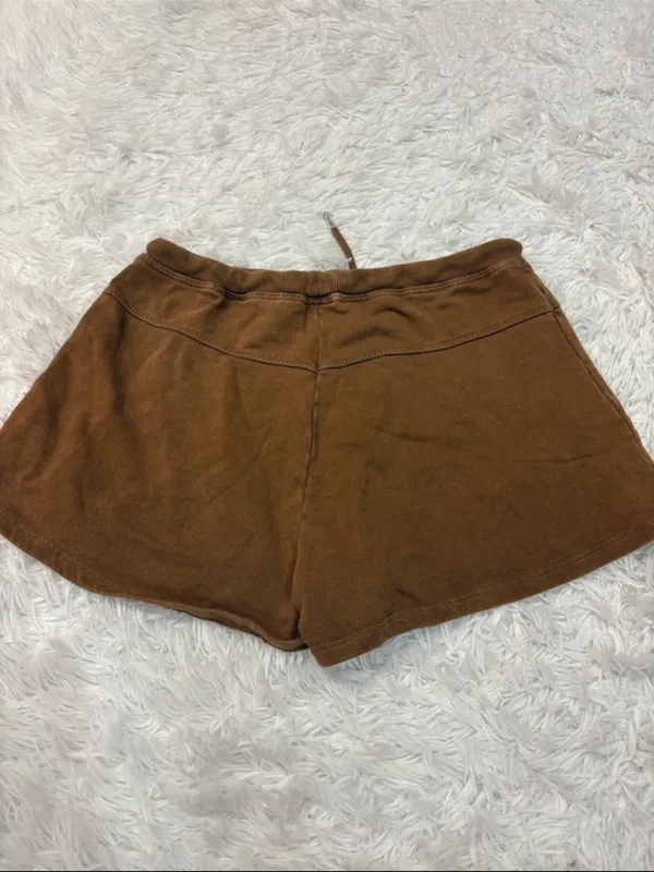 Zara washed Women's Brown Studded Drawstring Shorts - Image 2