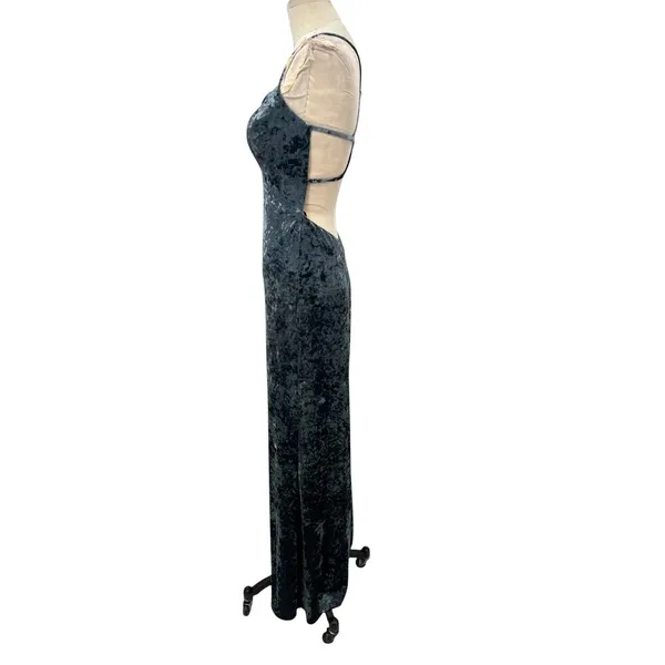La Femme 25659 Strappy Plunging Velvet Slit Dress‎ Gown Blue Size 6 - Image 10